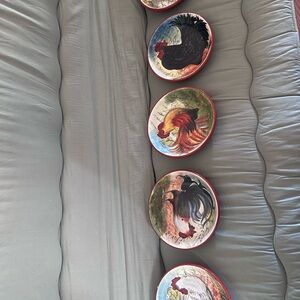 Colorful Rooster Decorative Plates Set